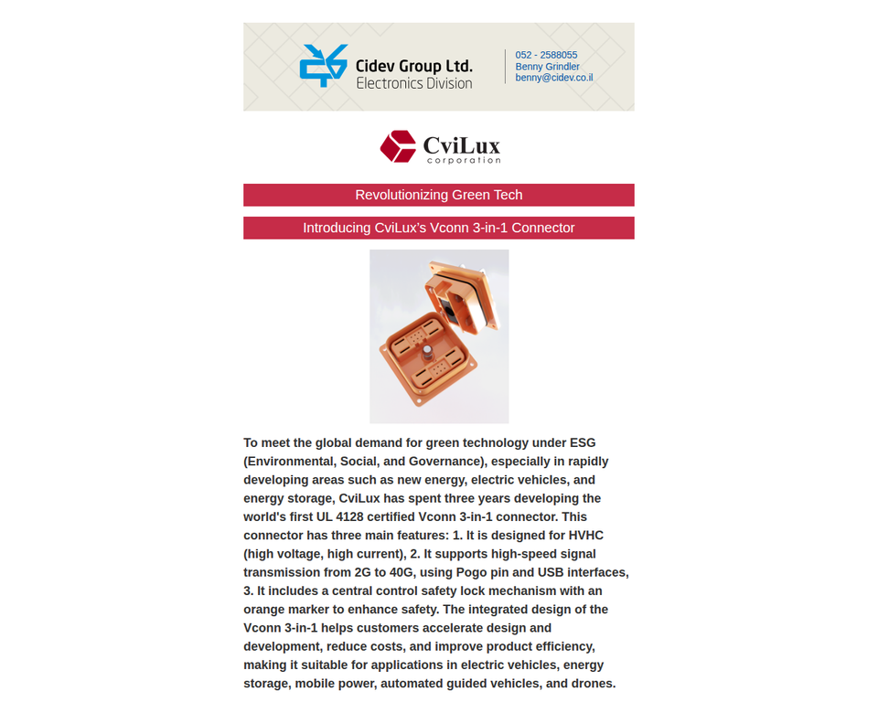 Revolutionizing Green Tech: Introducing CviLux’s Vconn 3-in-1 Connector